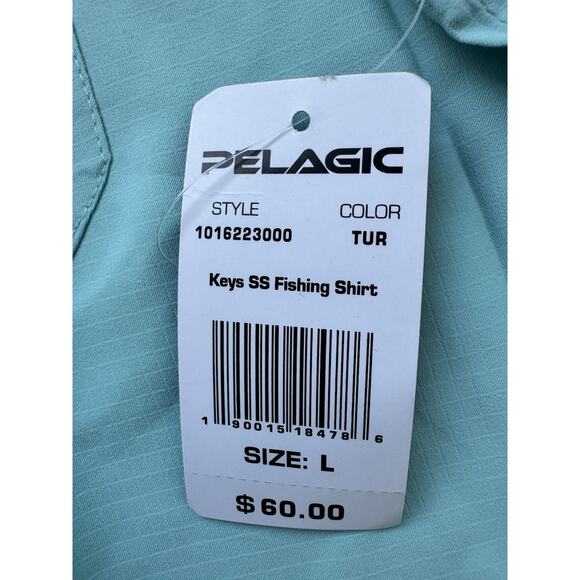 Pelagic Keys SS Fishing Shirt Large Turquoise - Picture 3 of 4